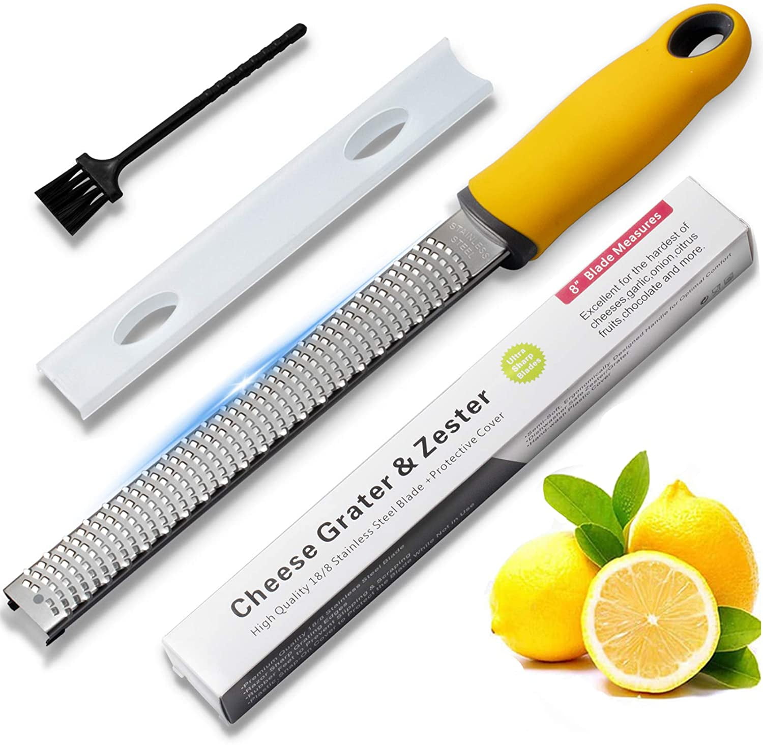 Cheese Grater Citrus Lemon Zester with Food Storage Container & Lid -  Perfect For Hard Parmesan Or Soft Cheddar Cheeses, Ginger, Vegetables,  Butter