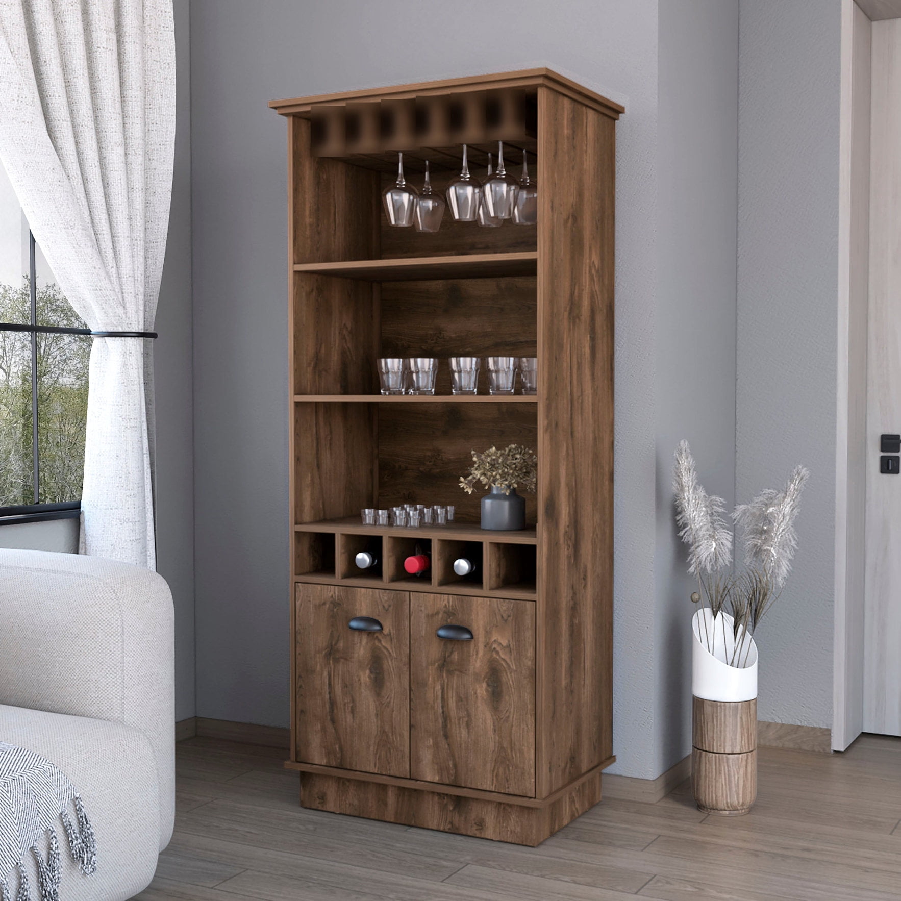 Updated bar cabinet features - Discreet storage for extra bar items in ...