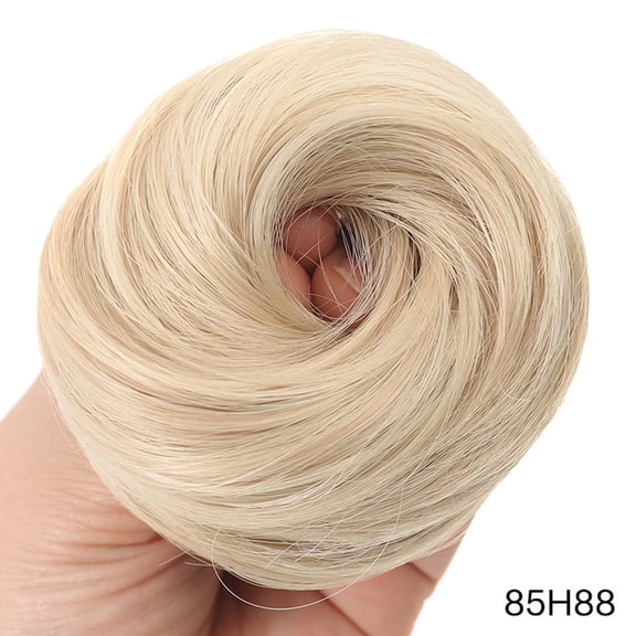 Updo Wigs for Women, Ponytail Hair Scrunchies, Natural Curly Chignon Fluffy Donut Updo, Hairpiece with Elastic Rubber Band for Women