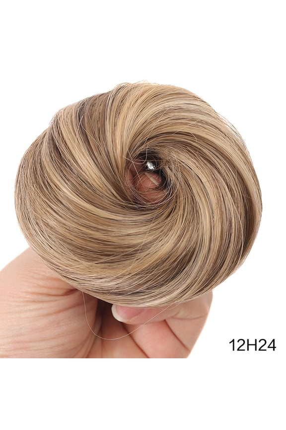 Updo Wigs for Women, Ponytail Hair Scrunchies, Natural Curly Chignon Fluffy Donut Updo, Hairpiece with Elastic Rubber Band for Women