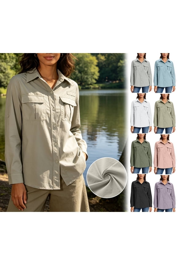 Upf 50 Sun Protection Women's Long Sleeve Shirts Outdoor Fast Dry Fishing Hiking Travel Tops Lightweight Breathable Rash Guard for Summer | CSEONE,Beige 2XL