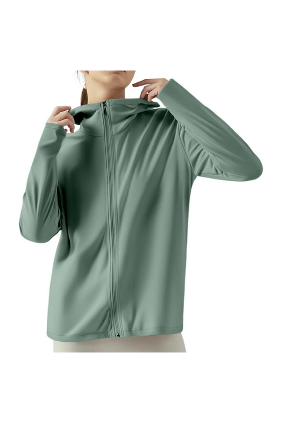 Upf Clothing Women Sun Shirt Women's Ice Silk Protective Hooded Sunscreen Jacket Pure Color Lightweight Breathable For Summer Outdoors
