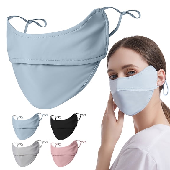 Upf50+ Uv Protection Face Cover, Blue A, 1 Piece - Breathable Shield Solid Color Soft and Friendly Skin Thin Three Sun Shield, Easter Mother'S Day Gift Makeup Organizers