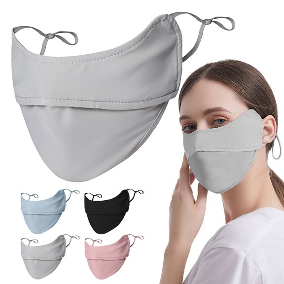 Upf50+ Uv Protection Face Cover, Gray A, 1 Piece - Breathable Shield Solid Color Soft and Friendly Skin Thin Three Sun Shield, Easter Mother'S Day Gift Makeup Organizers