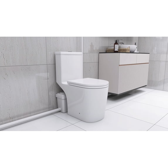 Upflush Toilet For Basement, 600W Macerating Toilet System With Powerful Dual Flush