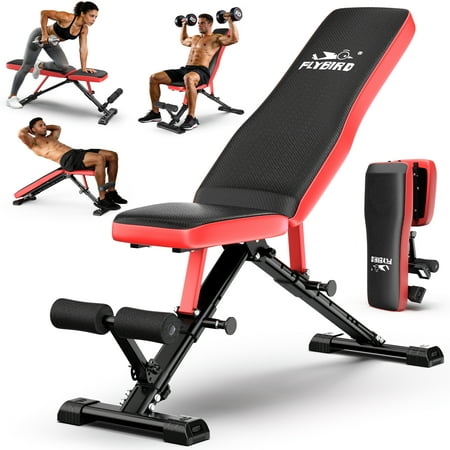 FLYBIRD Collapsible Exercise Folding Adjustable Weight Bench, Strength Training Workout Bench up to 6.2' , 880lbs Weight Capacity