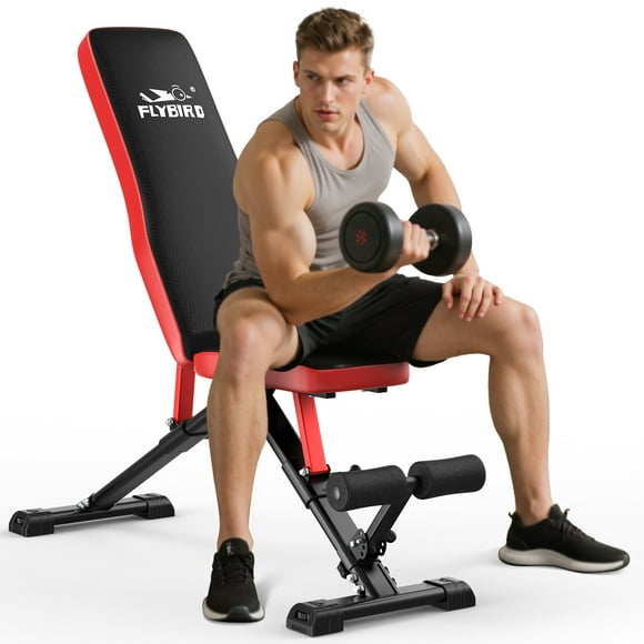 FLYBIRD Collapsible Exercise Folding Adjustable Weight Bench, Strength Training Workout Bench up to 6.2' , 880lbs Weight Capacity