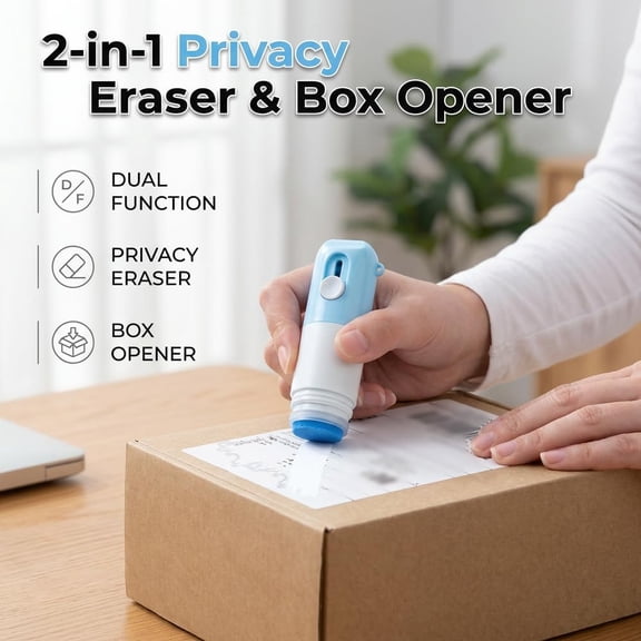 Upgrade 1 Pack 2-in-1 Thermal Paper Eraser Pen with Mini Box Cutter,Thermal Paper Eraser Pen with Unboxing Knife Privacy Protection for Mail Address Receipts Shipping Label