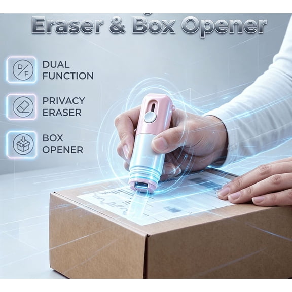 Upgrade 1 Pack 2-in-1 Thermal Paper Eraser Pen with Mini Box Cutter,Thermal Paper Eraser Pen with Unboxing Knife Privacy Protection for Mail Address Receipts Shipping Label