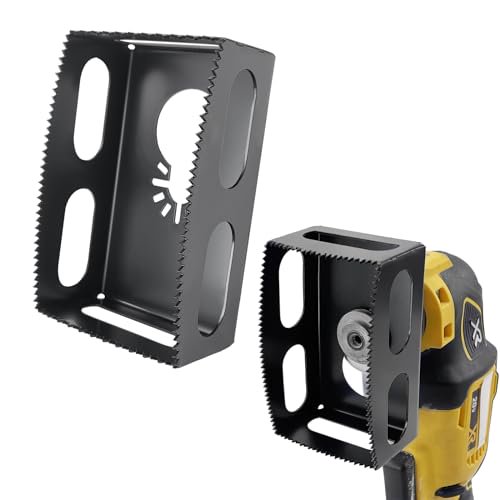 Upgrade 1 Pcs Square Slot Cutter Compatible for Dewalt 20V & Milwukee M18 Oscillating Multi-Tool to Cut-in Single Gang Electrical Boxes,Outlet Cutter for Drywall,Efficient Cutting Tool,Black