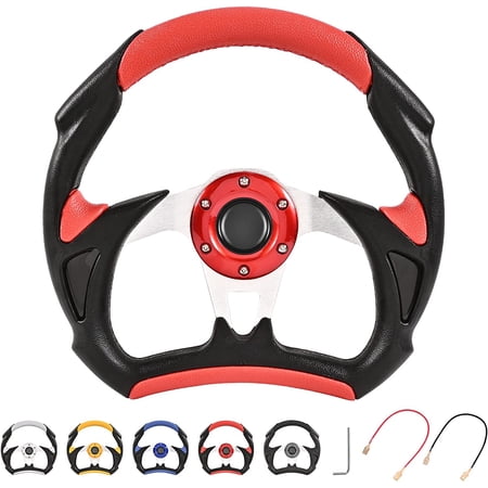 Upgrade 12.5 Inch Steering Wheel Compatible with Club Car Golf Cart Go kart, Steering Wheel Adapter Not Included (Red)