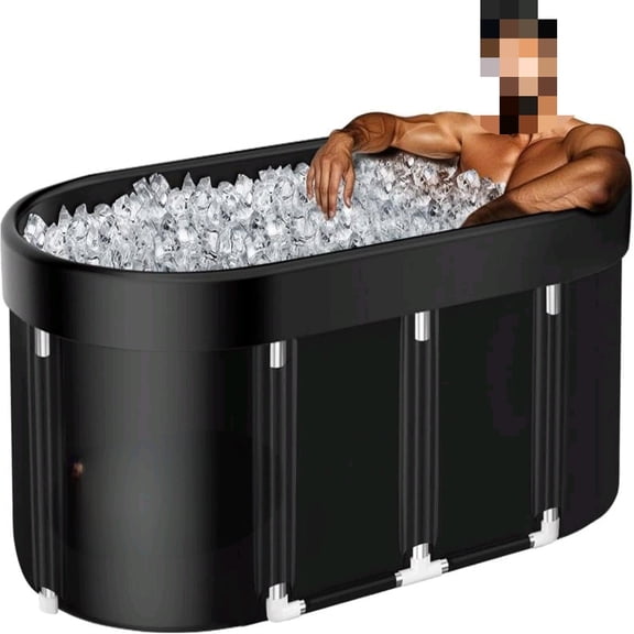 Upgrade 129 Gal XL Large Oval Ice Bath Tub for Athletes, Collapsible Cold Plunge Tub-Multiple Layered for Post-Exercise Recovery, Portable Bathtub for Home, Gyms, Indoor, Outdoor use
