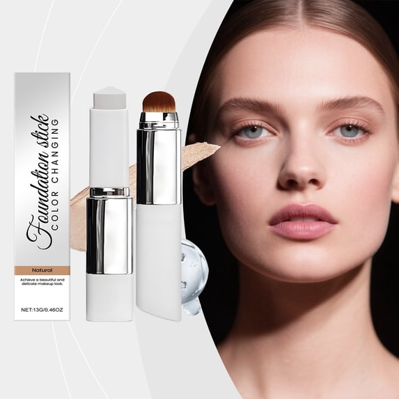 Upgrade 2 in 1 Blanc Cover Cream Stick V - Color Changing Foundation Stick with Volufiline - Hydrating Concealer Base Makeup, Dual-Ended with Built-in Brush, Portable for Daily Use