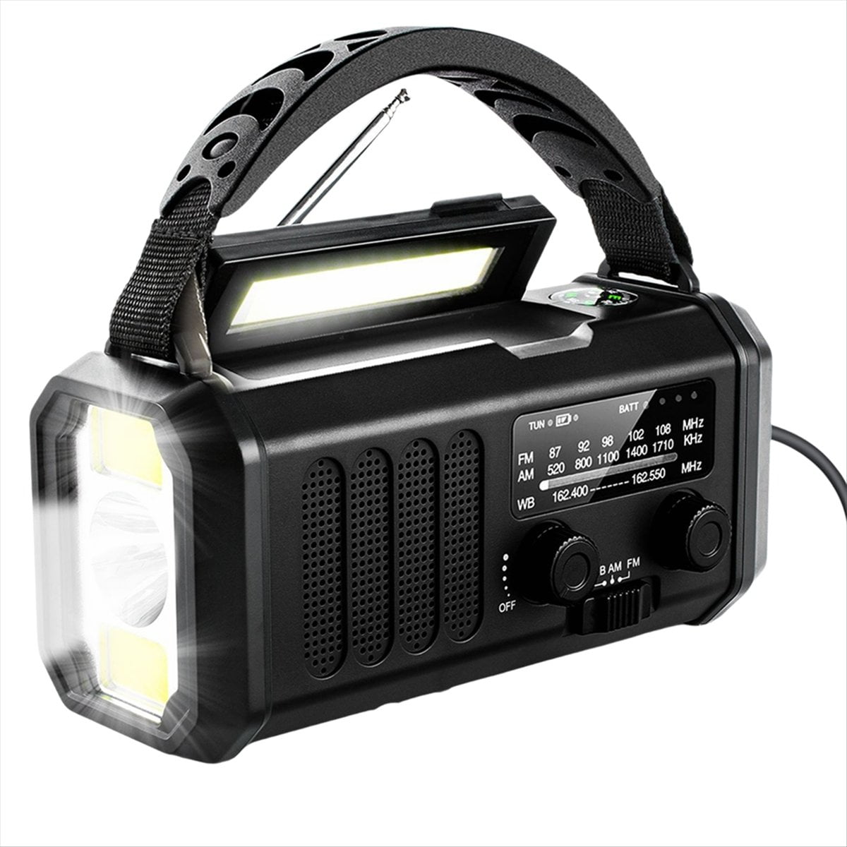 Upgrade 20000mAh Emergency Weather Radio FM/AM/,Hand Crank Radio,Flashlight,Solar Powered for Outdoor Camping Black,1 * Emergency Weather Radio,Black