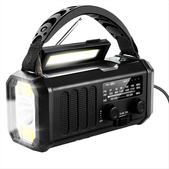 Upgrade 20000mAh Emergency Weather Radio FM/AM/,Hand Crank Radio,Flashlight,Solar Powered for Outdoor Camping Black,1 * Emergency Weather Radio,Black