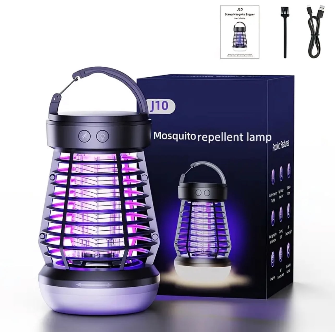 Upgrade 2025 3-in-1 Mosquito Zapper and Camping Light - Portable Rechargeable Lantern, 2000V High-Voltage Grid, Adjustable Brightness, SOS Mode, Ideal for Indoor & Outdoor