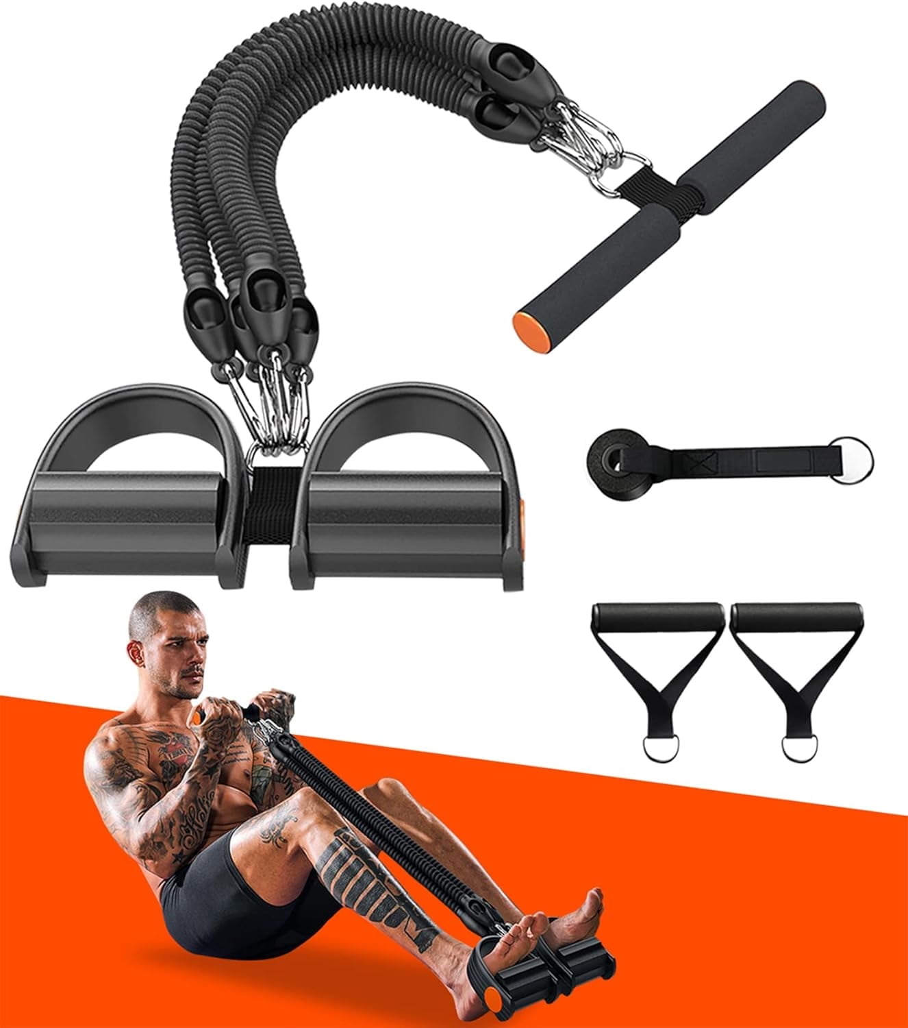 Upgrade 21 Fitness Resistance Bands-4 Tube Pedal Ankle Puller, 2025 New Stretch Bands for Exercise Sit Up AB Training Equipment Workout for Women and Men