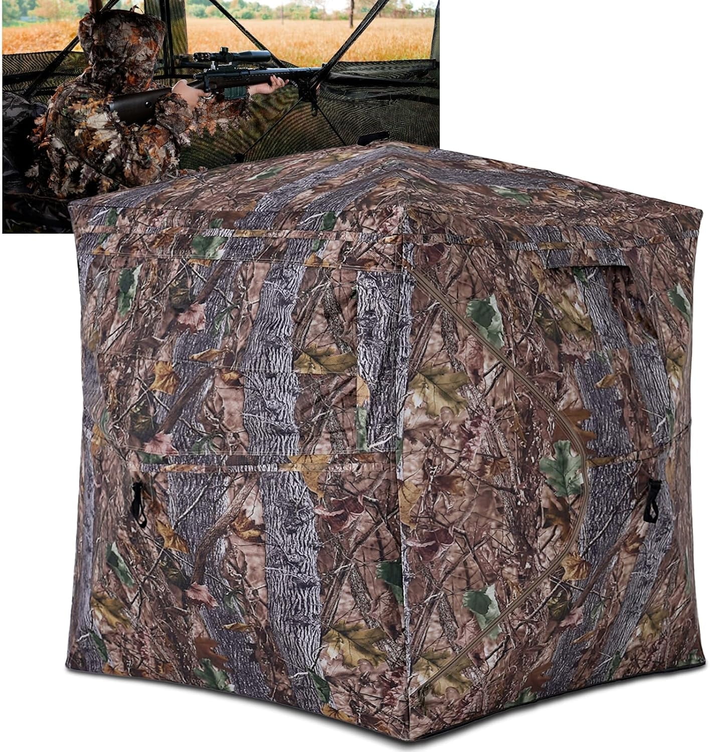 See-Through Hunting Ground Blind With Built-in Chair For Deer Hunting - View #2