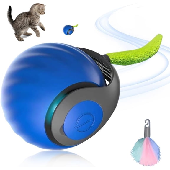 Upgrade 3.0 Tail Cat Toy, 2026 New Tail Interactive Cat Toy for Indoor Cats, USB Rechargeable Automatic Moving Smart Cat Toys Ball with Tail Two Speed Adjustment (Blue, 1PC)