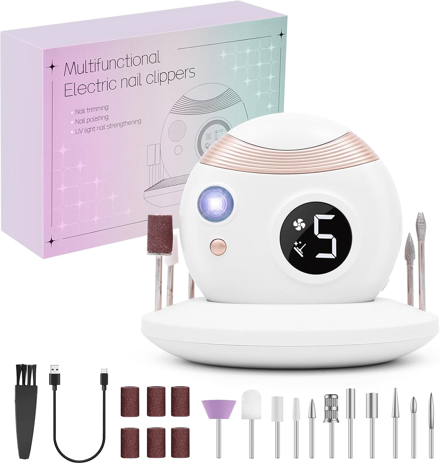 Upgrade 3 in Omagie Cordless Nail Drill Electric File, Portable