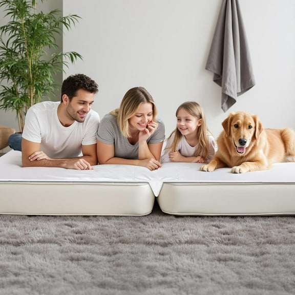 Upgrade 3-in-1 Bed Bridge Twin to King Bed Converter with Fitted Sheet- Mattress Gap Filler King Bed-with Sheet Strap Set 78"x 75"-Patent