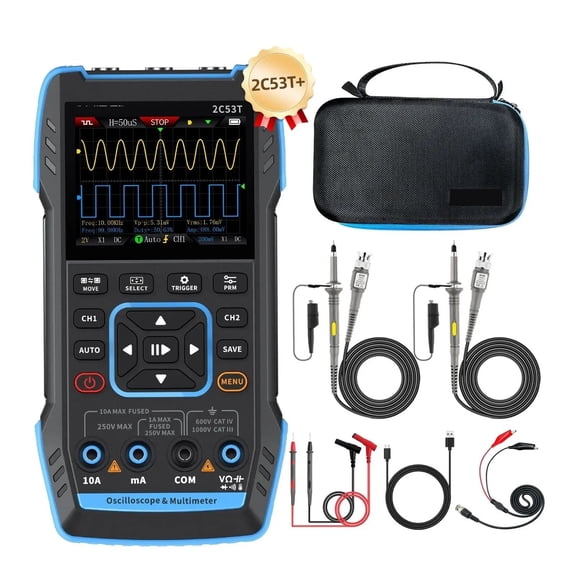 Upgrade 3-in-1 Handheld Digital Oscilloscope, 50MHz 2-Channel Automotive Tool ,Signal Measure