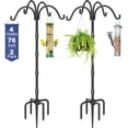 thumbnail image 1 of Upgrade 4-Hook Shepherds Hooks for Outdoor with Plastic Tube, 92" Heavy Duty Bird Feeder Pole with 5 Prongs Base, Adjustable Garden Hook for Solar Light, Hanging Plant, Wedding Decor, 2 Pack, 1 of 11