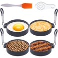 thumbnail image 1 of Upgrade 4" Large Egg Rings Set for Griddle,4 Packs Non-stick Stainless Steel Round Egg Maker Mold Egg Shaper Circle Pancake Ring Omelete Rings Anti-scalding Grill with 1X Oil Brush &1X Egg Separator, 1 of 5