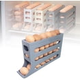 thumbnail image 1 of Upgrade 4 Tiers Egg Holder For Fridge, 2024 New 15" Auto Rolling Egg Tray Stackable Space-Saving Refrigerator Egg Holders,Egg Holder For Counter Dispenser For Refrigerator (Gray), 1 of 5