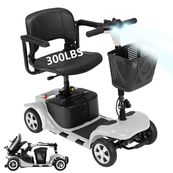 Arshin Upgrade 4 Wheels Mobility Scooters for Seniors & Adult,All Terrain Motorized Scooters with 300 lbs,Silver