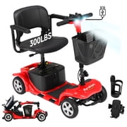 Arshin Upgrade 4 Wheels Mobility Scooters for Seniors & Adult,All Terrain Motorized Scooters with 300 lbs,Red