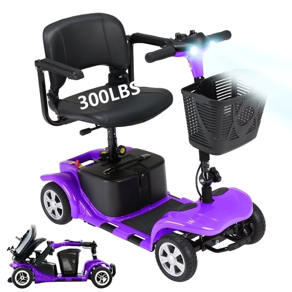 Arshin Upgrade 4 Wheels Mobility Scooters for Seniors & Adult,All Terrain Motorized Scooters with 300 lbs,Purple