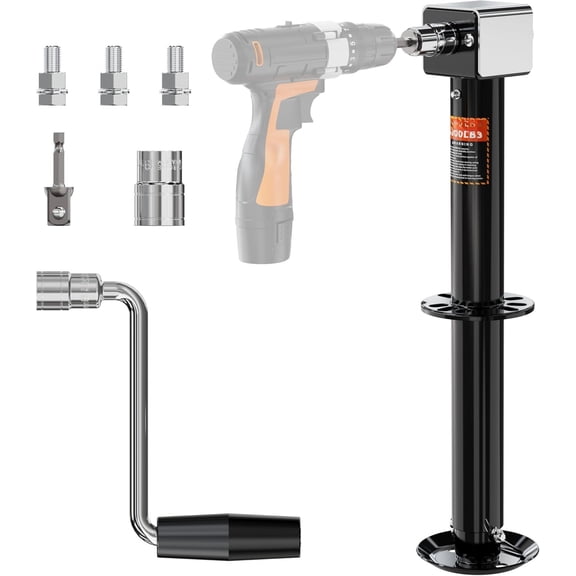 Upgrade 5000 lbs Trailer Jack, A-Frame Dirll Trailer Jack, 23" Vertical Travel, 20-24V Cordless Drill Compatible, Adjustable Drop