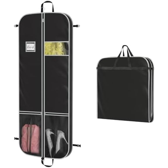 Upgrade 60" Heavy Duty Garment Bag for Long Coats, Fur, Gowns & Choir Robes - 3.9" Gusset with Stable Buckles, Hanging, Breathable, Foldable Travel & Wardrobe Clothes Protector