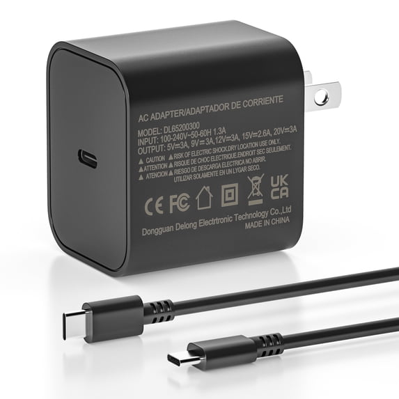 60W Charger Replace for Nintendo Switch 2/1 Charger, OLED, Lite, Dock, Joy-Con, PS5 Pro Controller & Steam Deck, PD3.0 Fast Charging Adapter, Support 4K TV Docking Mode, Include 5FT USB-C Cable