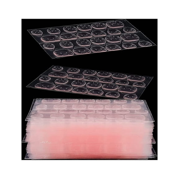 Upgrade 720pcs Double-Side Glue Nail Sticker Adhesive Pink Transparent Flexible Fake Nail Tips (30 Sheets)