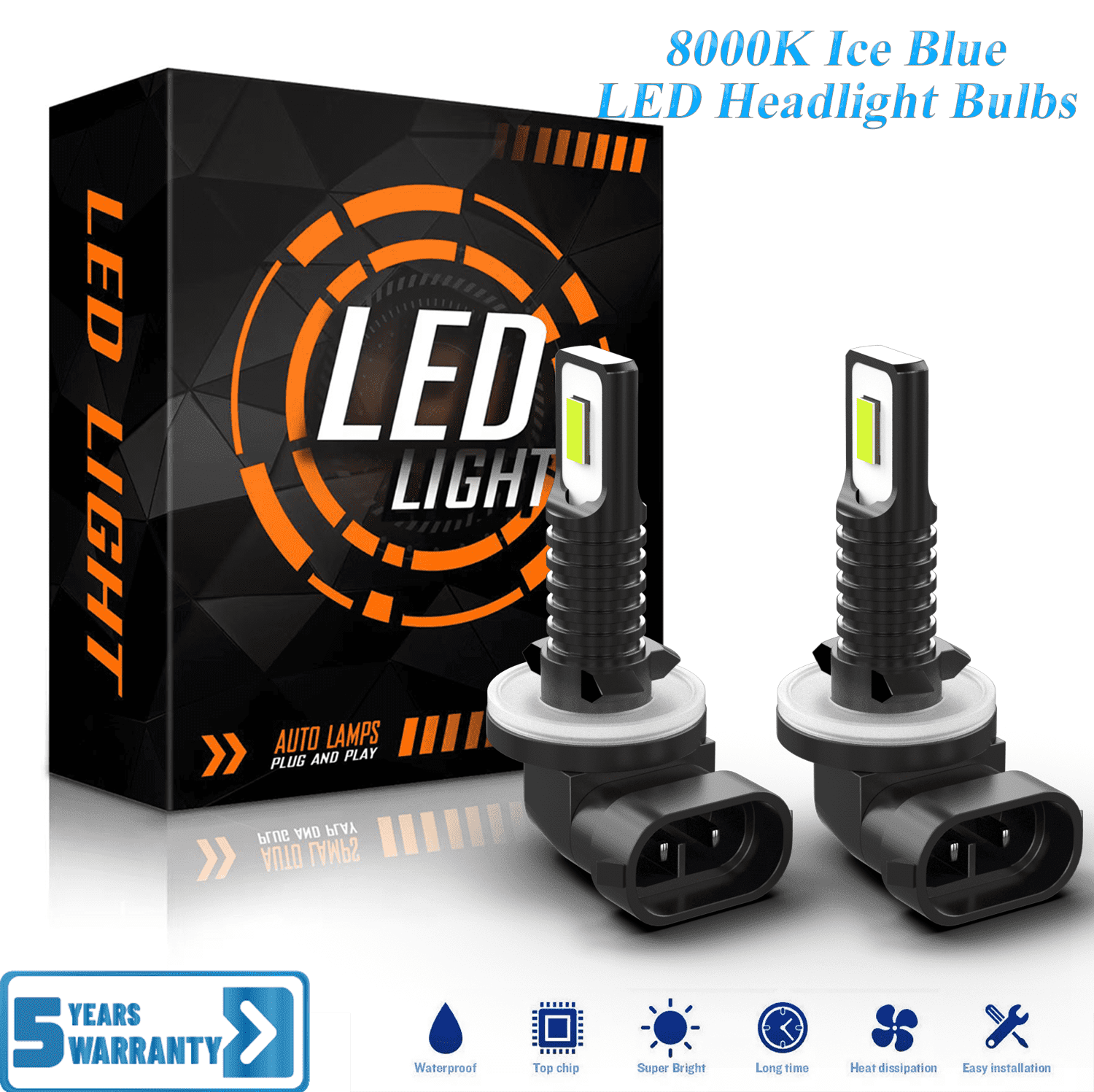 Upgrade 881 LED Headlight Bulb & DRL, 8000K Ice Blue, 3800LM 886 889 ...