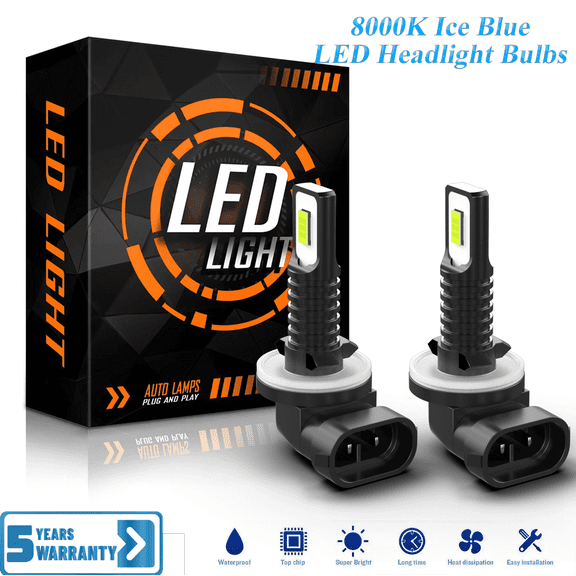 Upgrade 881 LED Headlight Bulb & DRL, 8000K Ice Blue, 3800LM 886 889 H28 888 894 896 898 Fog Lights LED Bulb, 1:1 Halogen Size Plug-n-Play, Canbus Ready, Pack of 2