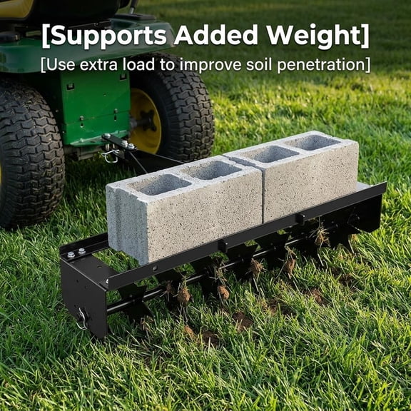 200LBS Load Capacity Plug Aerator,Tow Behind Spiker Seeder,Combination Tow Spike Aerator,Broadcast Spreader,Steel Hopper Lawn Drop Seed Fertilizer and Spreader,Lawn Soil Aerator Spikes Tractor
