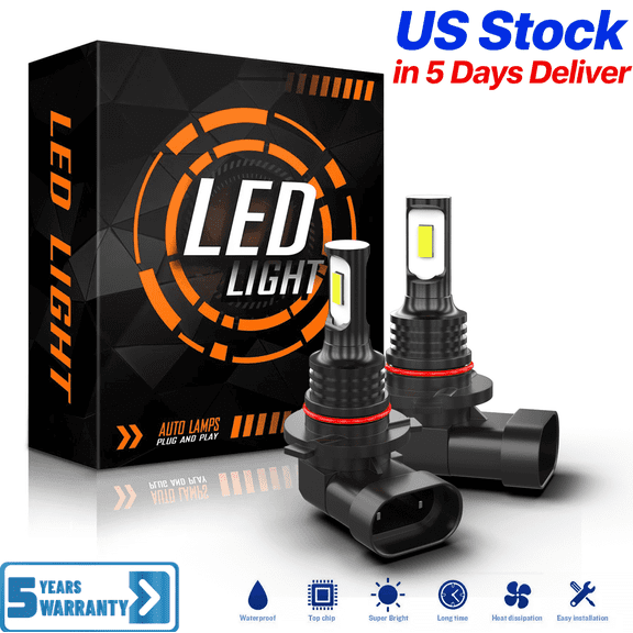 Upgrade 9145 9140 H10 LED Fog Light Bulb for Fog Lamp, 6500K White, 6X 1800LM Super Brightness Fog Light Bulb, 1:1 Size No Adapter Needed Plug-n-Play, Canbus Ready, Pack of 2