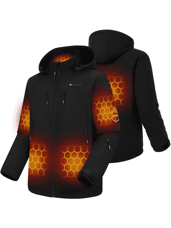 Upgrade ARRIS 12V Men's Heated Jacket, Waterproof Softshell Thermal Coat with 8 Heating Zones & 20000mAh Battery Pack, Triple-Control Electric Warm Wear -M