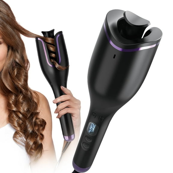 Upgrade Anti-Scald Automatic Hair Curler Rotating, LCD Self Pinning 1" Rotating Curling Wand Fast Heating Hair Salon Styling Tool