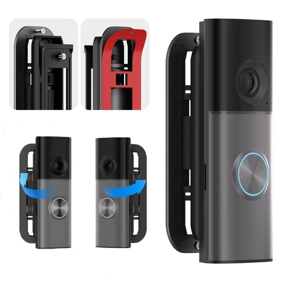 Upgrade Anti-Theft Video Doorbell Mount Compatible with 2026 Newest R-ing Battery Doorbell Plus Pro, Release 2nd Gen, Adjustable Dual Use Bracket Drill-Free or Screw Mount for Apartment Home Rental