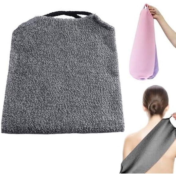 Upgrade Back Scrubber for Shower, 2024 New Nylon Drawstring Bath Brush Extended Exfoliating Back Scrubber, Stretchable Back Rub Bath Towel for Skin Massages and Whole Body Deep Clean (Dark Gray, 1pcs)