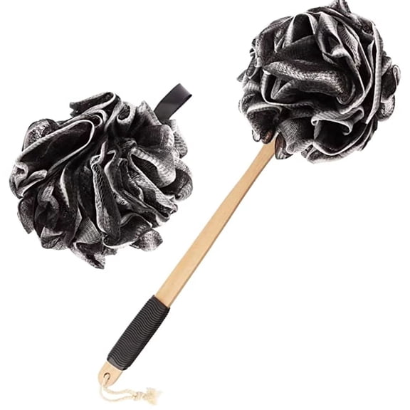 Deep Clean Exfoliating Stop Back Acne & Dead Skin Bamboo Charcoal Back Scrubber Luffa with Bath Set