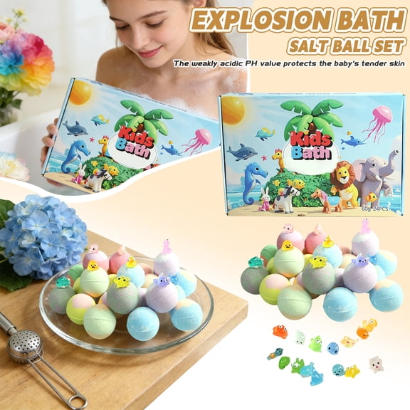 Upgrade Bath Bomb Gift Set,Handmade Fizzies with Hidden Ocean Figurines