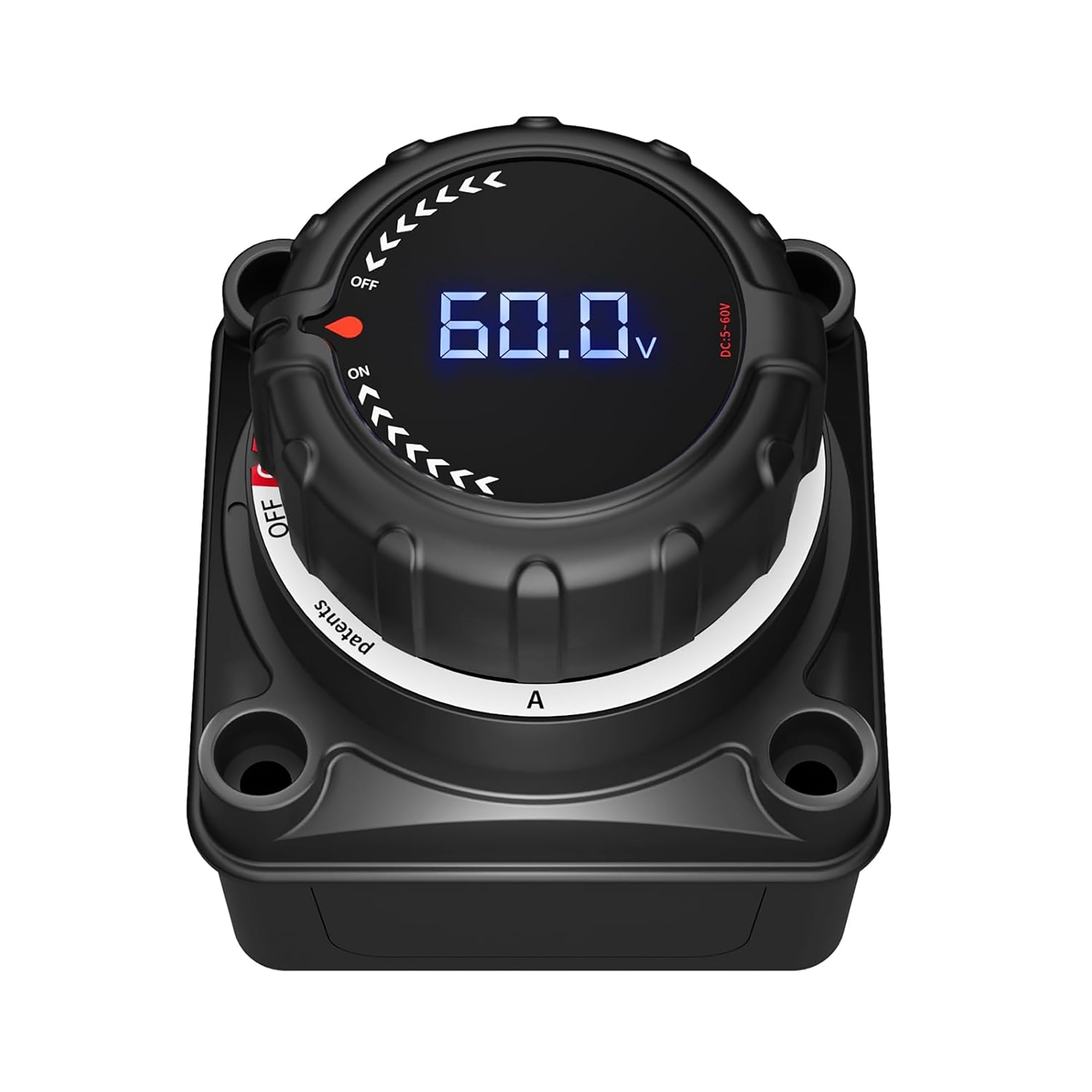 Upgrade Battery Disconnect Switch with Digital Voltage Display, DC 5-60V, Power Master Isolator Cut Off Switch for Car Truck Marine Boat RV Camper Trailer (Upgrade Black)