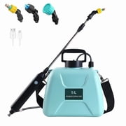 Upgrade Battery Powered Garden Sprayer with 3 Mist Nozzles, 1.35 Gal Lawn Water Sprayer with USB Rechargeable Handle and Telescopic Wand,Portable Electric Sprayer with Shoulder Strap for Gardening