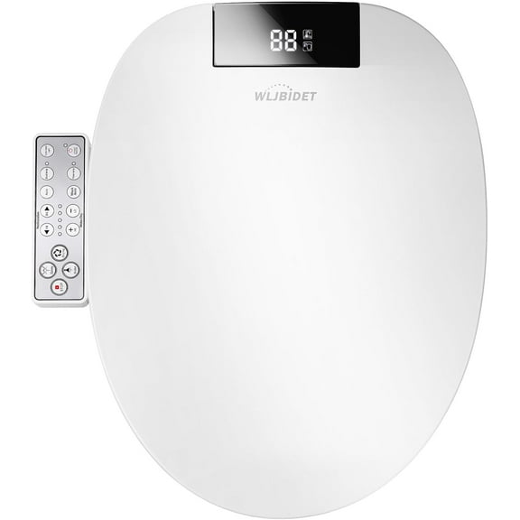 Upgrade Bidet Toilet Seat Elongated, Rear and Feminine Wash, Unlimited Warm Water, Heated Seat, Warm Air Drying, Soft Close Lid, Sense Seat, Smart Bidet Seat Elongated Requires Electricity