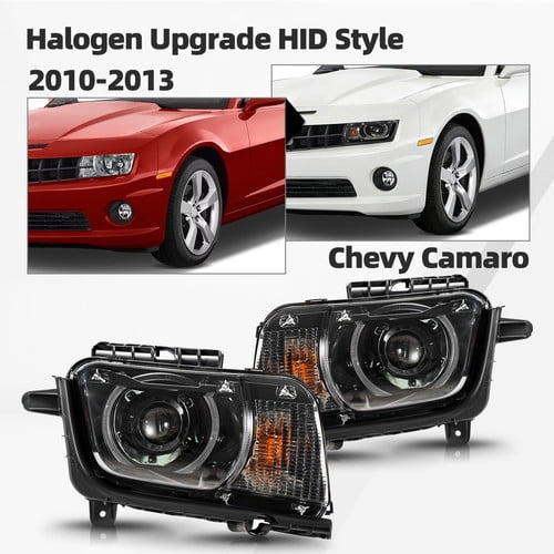 Upgrade Black Halogen Headlights For 2010-2013 Chevy Camaro w/ LED DRL Pair